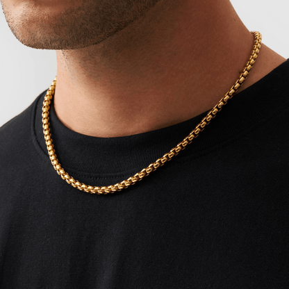 Collana a Catena a Scatola (Oro) 5mm