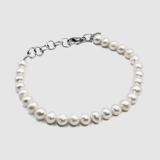 Bracciale in Perle Reali Sferiche (Argento)