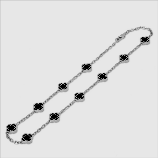Collana in Pietra Onice Clover (Argento)