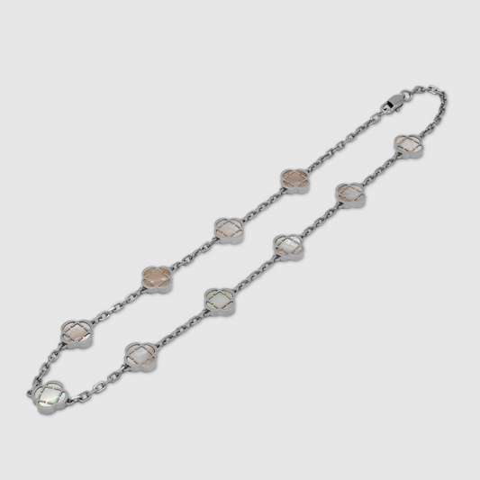 Collana in Pietra di Trifoglio Bianco (Argento)