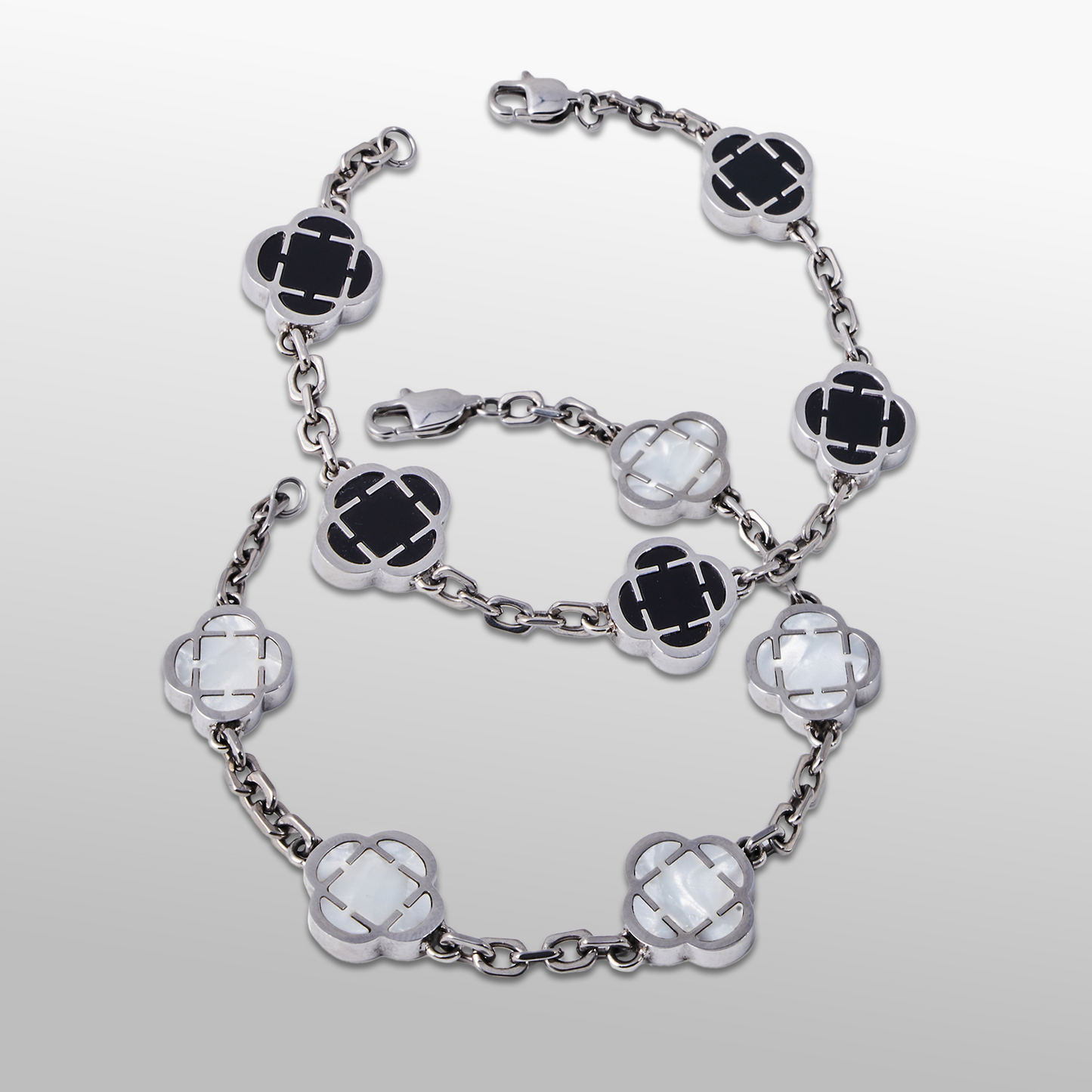 Set di Bracciali Clover Stone (Argento)