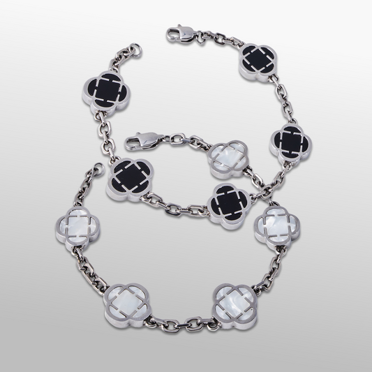 Set di Bracciali Clover Stone (Argento)
