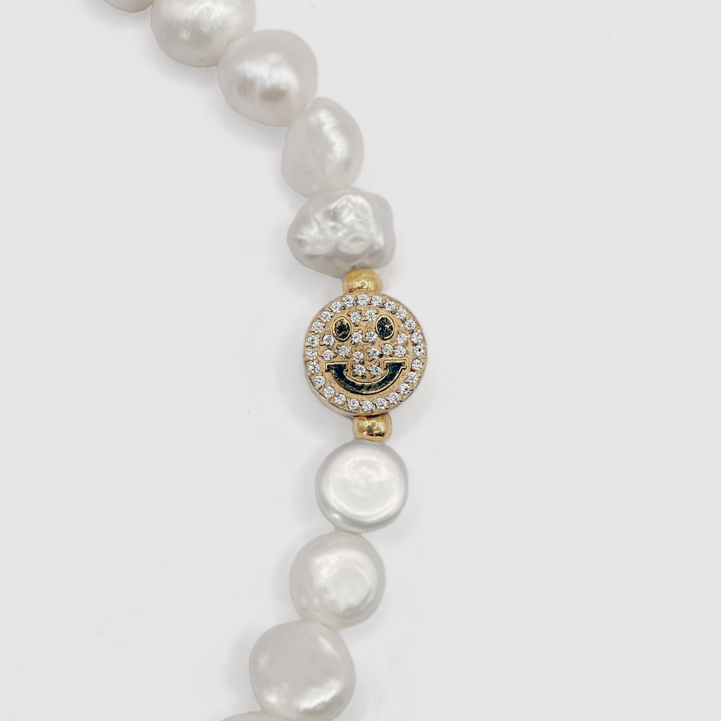 Bracciale Iced Smiley in Vera Perla (Oro)