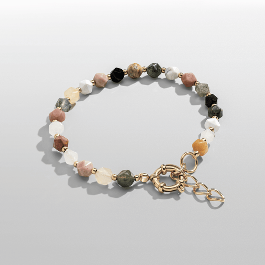 Bracciale con Perline di Pietra (Oro)