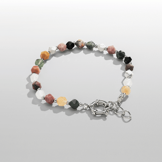 Bracciale con Perline in Pietra (Argento)