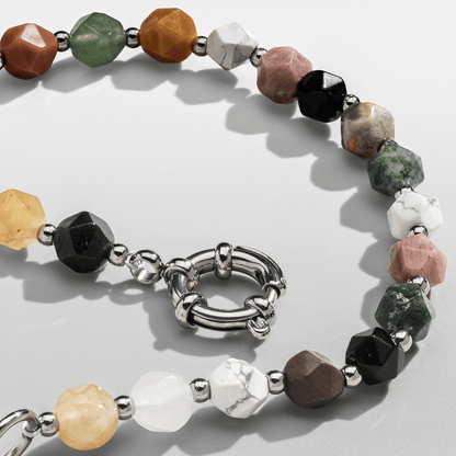 Bracciale con Perline in Pietra (Argento)
