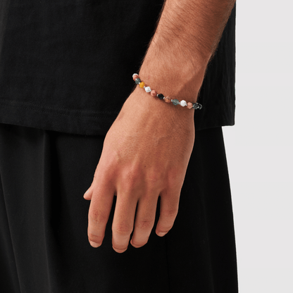 Bracciale con Perline in Pietra (Argento)