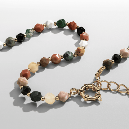 Collana con Perline di Pietra (Oro)