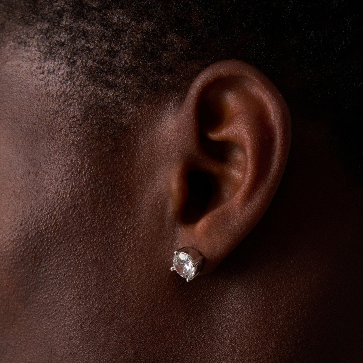 Orecchino a Perno Rotondo in Diamante (Argento)