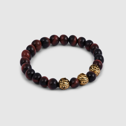 Bracciale in Metallo con Perle di Occhio di Tigre (Oro)
