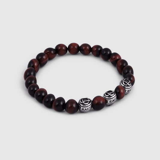 Bracciale in Metallo con Perle di Occhio di Tigre (Argento)