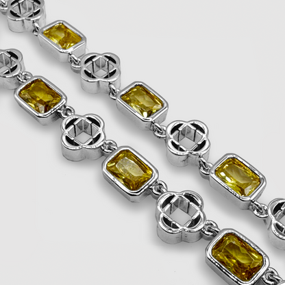 Collana a Quadrifoglio in Gemma Gialla (Argento)