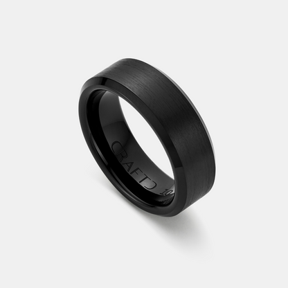 Anello Smussato (Nero) 8mm | Argento Sterlingo