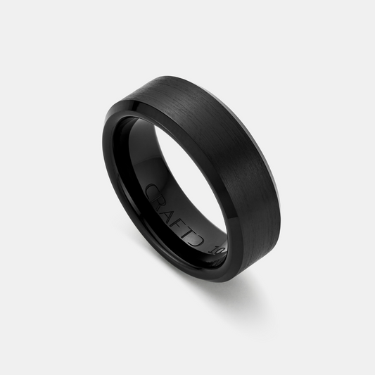 Anello Smussato (Nero) 8mm | Argento Sterlingo