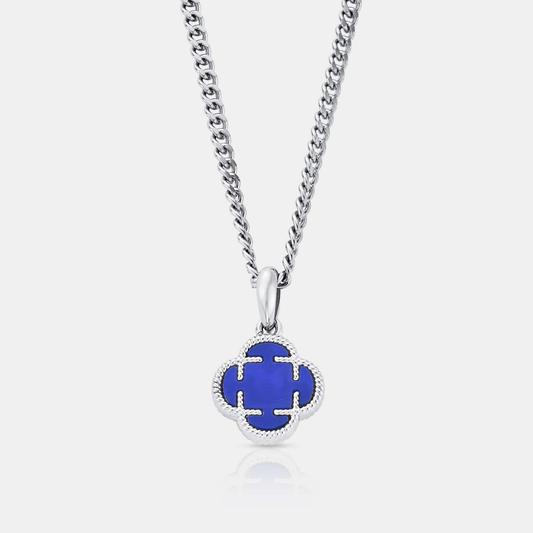 Pendente in Pietra di Trifoglio Blu (Argento)