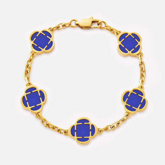 Bracciale in Pietra di Trifoglio Blu (Oro)