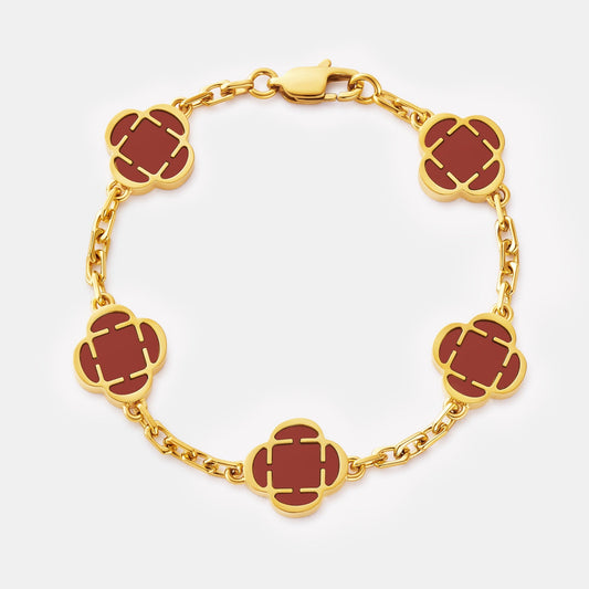 Bracciale in Pietra di Trifoglio Rosso (Oro)
