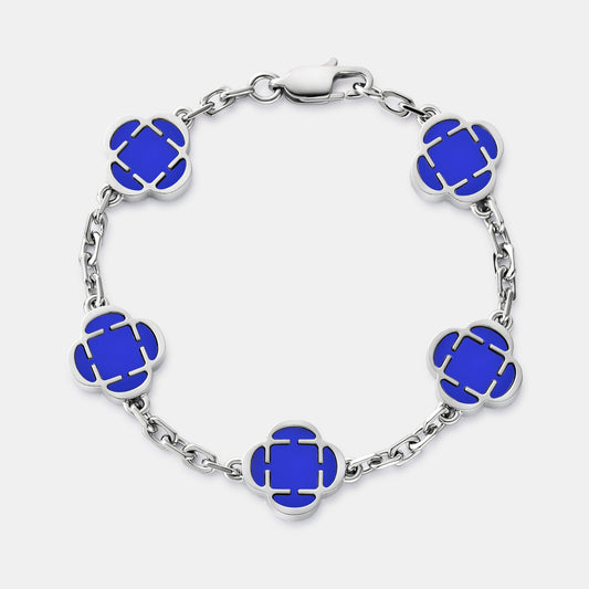Bracciale in Pietra Blu Clover (Argento)