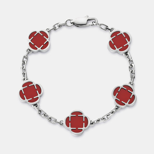 Bracciale in Pietra di Trifoglio Rosso (Argento)