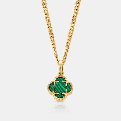 Pendente in Pietra di Malachite a Trifoglio (Oro)
