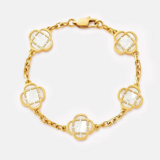 Bracciale in Pietra di Trifoglio Bianco (Oro)