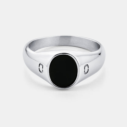 Anello Signet Ovale in Onice (Argento)