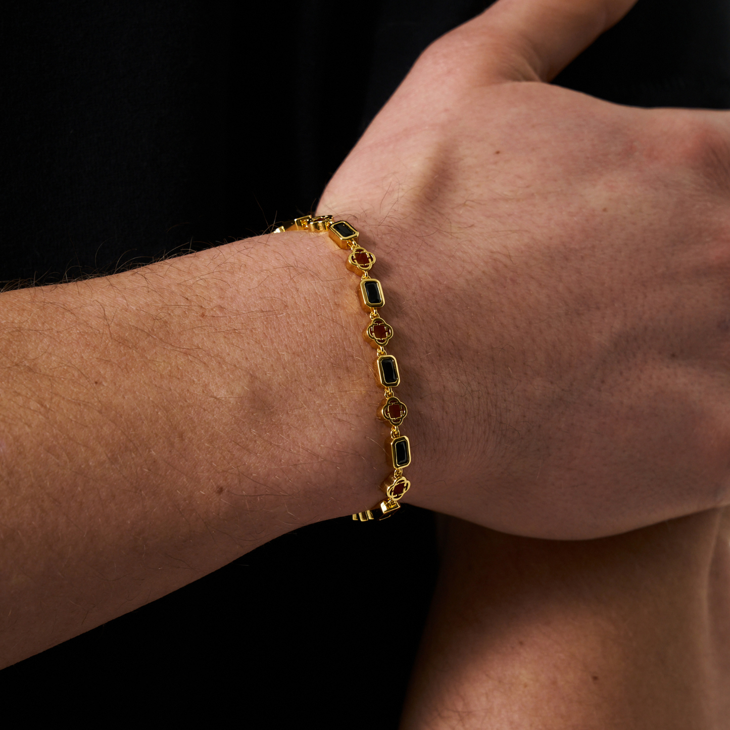 Bracciale Clover in Onice (Oro)