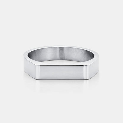 Anello Sigillo Rettangolare (Oro Bianco)