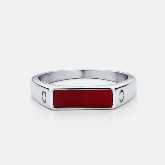 Anello Sigillo in Pietra Rossa (Argento)