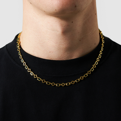 Collana con Trifoglio in Gemma Rossa (Oro)