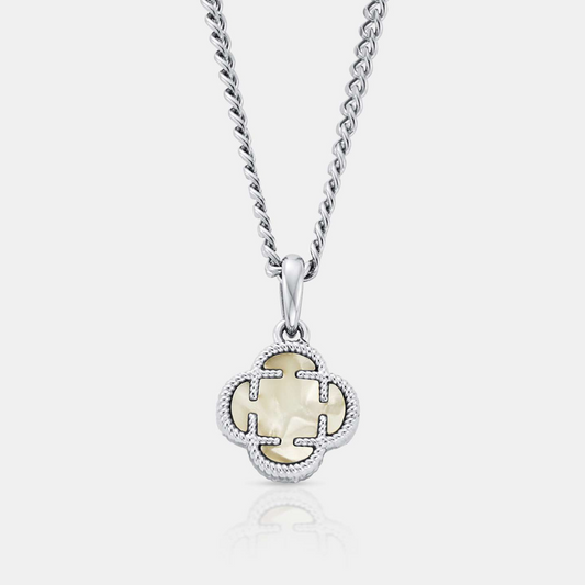 Pendente in Pietra di Trifoglio Bianco (Argento)